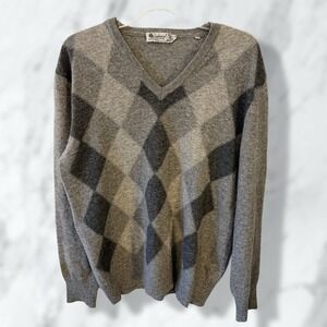 Mapier 100% Wool Sweater Gray Size Large Made In‎ Italy Long Sleeve V-Neck